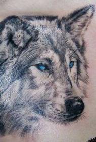Beautiful blue eyes wolf tattoo pattern