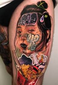 Pattern ng tattoo ng creative character na character sa estilo ng doodle