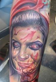 Tatuaggio ritratto braccio braccio zombie ragazza ritratto