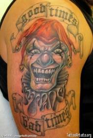 Bonitas letras inglesas e tatuaxes de pallaso