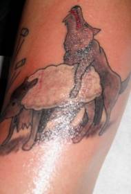 Legs Paulus wolf and sheep tattoo pattern
