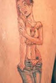 Узорак тетоваже модерне дјевојке у боји ногу