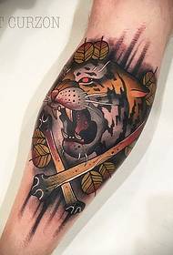Novo estilo tradicional cor tigre tatuagem padrão