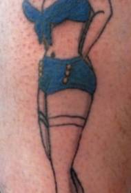 Klassiek zeemansmeisje sexy tatoegeringspatroon