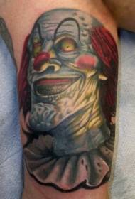 Modello di tatuaggio colorato clown malvagio spaventoso