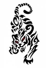 Kreatives herrschsüchtiges vorzügliches Tigertätowierungsmanuskript der schwarzen grauen Skizze