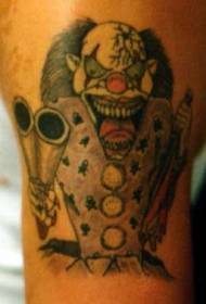 Gekke clown met pistooltattoopatroon