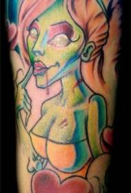 Blond Zombie Girl Tattoo Muster