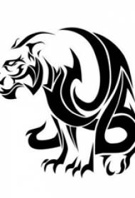 linea nera schizzo creativo dominante manoscrittu classico di tatuaggio di tigre