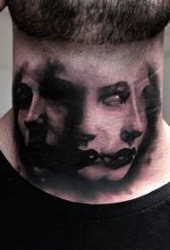 Neck horror girl portrait nga sumbanan sa tattoo