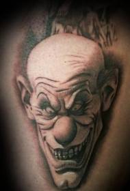 Black gray evil clown tattoo pattern