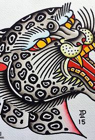 European and American manuscript wolf totem tattoo pattern