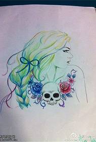 Sketch girl skull tattoo odide odide