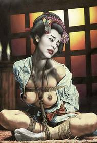 Foto di manoscritto con motivo tatuaggio geisha giapponese