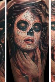Ombro marrom morte menina retrato tatuagem padrão