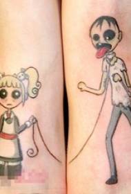 Naslikan uzorak tetovaža klovna s akvarelom na nozi djevojke