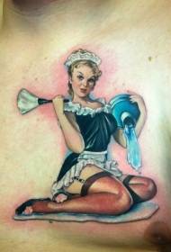 Tobe Maid 세로 손으로 그린 바람 문신 패턴