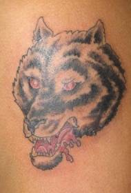 Angry black wolf red eye tattoo patroon  128426 @ Swart wolfvoetspore tattoo patroon