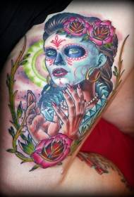 Jalkojen väri meksikolainen kallo tyttö tatuointi malli