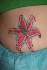 image de tatouage lys rose tigre rose côté taille