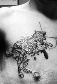 Pola tato sirah tiger geometris pola tato macan kreatif