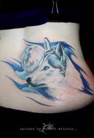 Midje farget naturlige måne ulv tatoveringsbilde