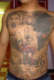 Belly anotyisa zombie clown tattoo maitiro