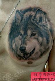 Mannlig foran brystet populært kule tatoveringsmønster for ulvhode