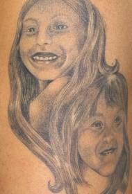 Πίσω μαύρο παιδί μοτίβο τατουάζ πορτρέτο