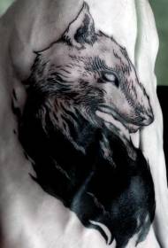Crno-bijeli uzorak tetovaže vukova vuka u stilu