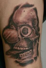 Patró de tatuatge de crani pallasso de diable gris negre
