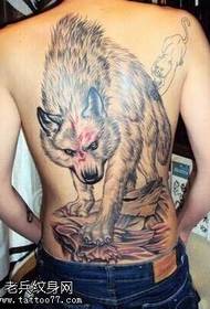 Full domineering wolf tattoo patroon