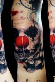Modèle de tatouage de clown noir et nez rouge Spooky