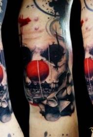 Spooky schwaarze Clown a roude Nues Tattoo Muster