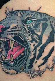 цвет плеча олдскульная большая белая татуировка тигра картинка 128967-цвет колпачка старой школы со школьной татуировкой тигра