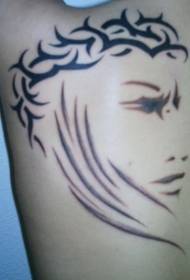 Thorns Crown Girl Simple Tattoo Pattern