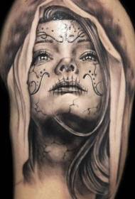 Cute dark grey dead santa girl tattoo pattern