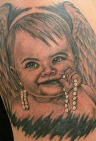 Shoulder brown winged child tattoo picture