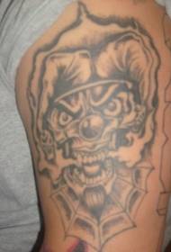 Big arm devil clown spider web black tattoo pattern