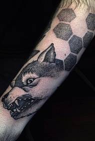 Modello di tatuaggio geometrico lupo nero nero stile filato