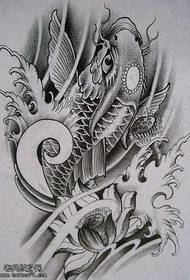 Manuscript itim na abo ng carp lotus tattoo pattern