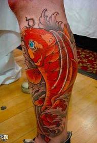 ben röd bläckfisk tatuering mönster