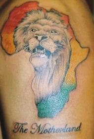 modello di tatuaggio testa di leone africano di colore della spalla