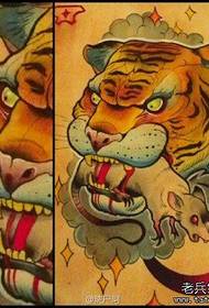 wokongola kwambiri New sukulu tiger mutu tattoo dongosolo
