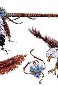 Pattern di tatuaggi di Eagle: Modellu di tatuaggio di piume classiche di Eagle Pop