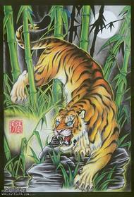 un patrón de tatuaxe de tigre dominador