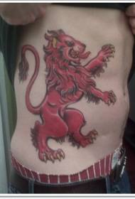 talia Boczny wzór tatuażu z czerwonym lwem