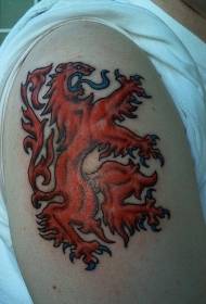 plecu krāsas sarkanā lauva tetovējuma raksts
