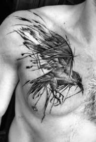 Erelio erelis - 9 juodųjų pelenų linijos erelio tatuiruotė veikia paveikslą