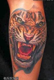 leg tiger head tattoo pattern